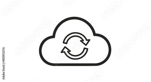 Simple outline icon of a cloud with circular arrows indicating synchronization or data transfer