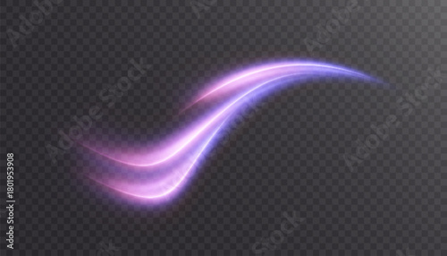 Glowing magic streak with smooth curved motion and bright dual-tone energy, forming a dynamic spell trail for fantasy visuals, light overlays and impact effects in game and fairy-tale designs.