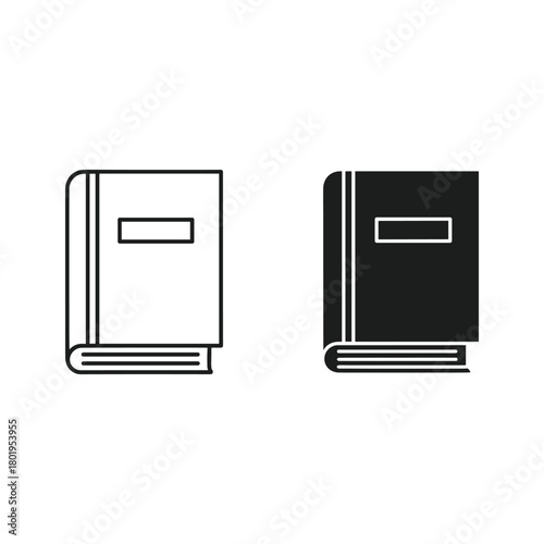 Book icon in black and white, representing knowledge and education isolated on