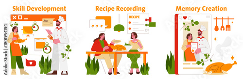 Culinary Skill Development and Recipe Recording Illustration