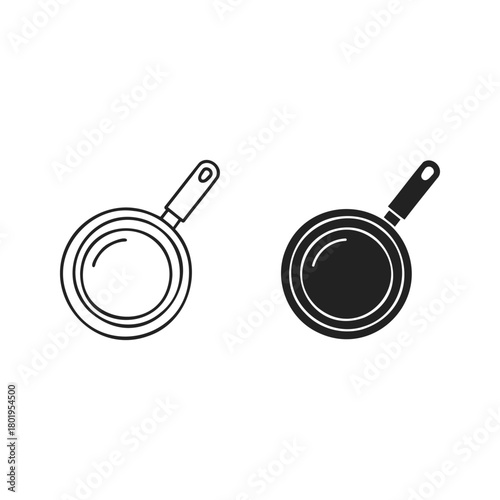 Two frying pans in black and white isolated on, cooking concept