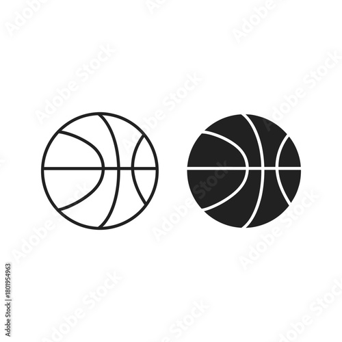 Basketball icon in outline and solid style isolated on