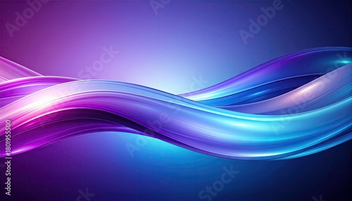 Abstract Swirling Ribbon of Purple and Blue Light with Subtle Sparkles and Smooth Reflections on a Gradient Background