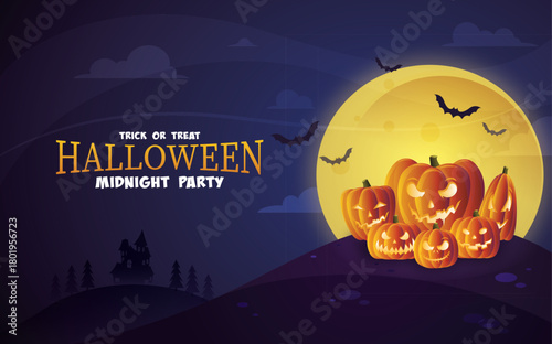  Happy halloween pumpkin background midnight party