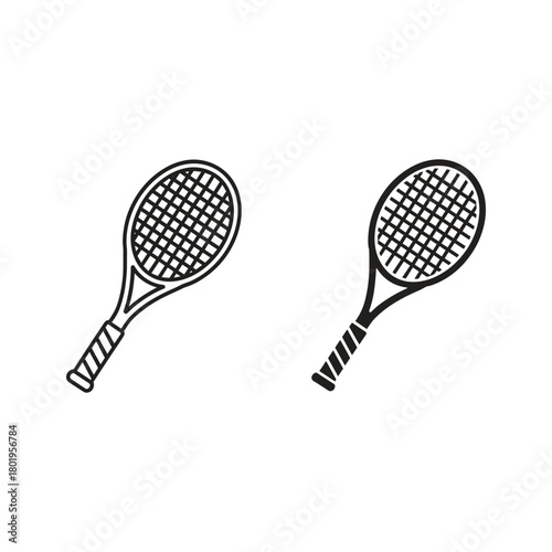 Two tennis rackets in black and white isolated on