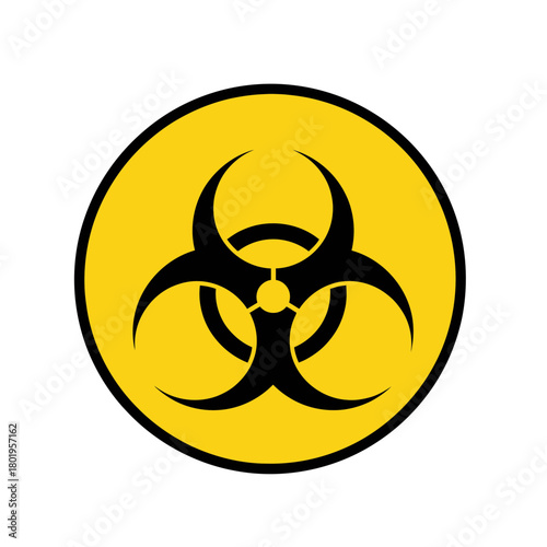 Clean Minimalist Biohazard Symbol on Bright Yellow Background for Warning and Safety