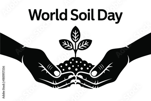 Hands carefully holding soil with a seedling, celebrating World Soil Day.