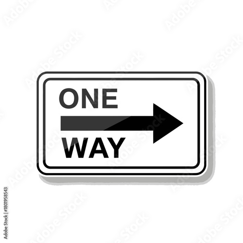 Navigational Guidance: A crisp, minimalist rendering of a 'One Way' street sign. Clean lines and bold graphics, presenting a direct visual instruction for traffic.