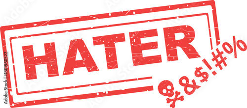 vector illustration red worn texture rubber stamp hater insult text concept icon