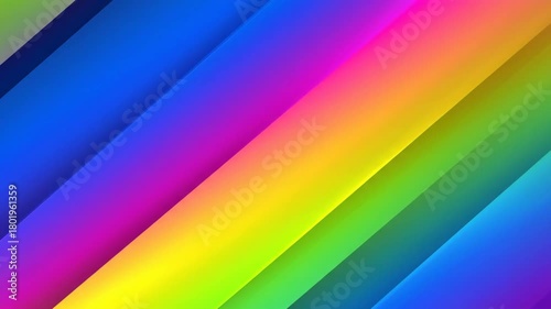 A vibrant abstract composition with diagonal stripes showcases a spectrum of hues. The design blends gradients