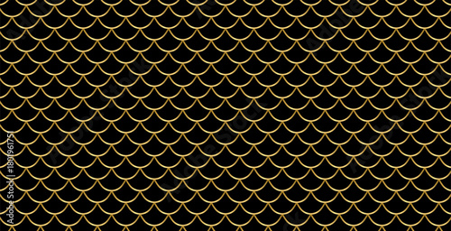 Fish scale pattern. Gold mermaid skin texture background. Repeating seascape pattern.