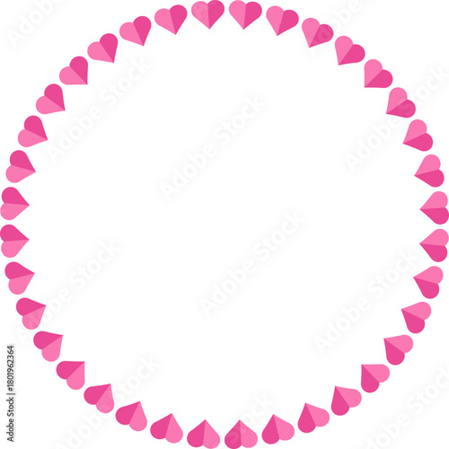  vector circular border frame created with pink hearts isolated on white background best for wedding valentine's day or romantic theme 
