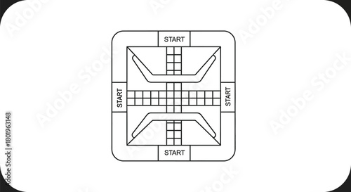 Simple pachisi board game illustration with start positions marked clearly