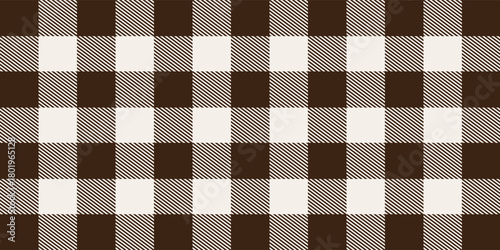 Gingham seamless pattern. Beige and white vichy background texture. Checkered tweed plaid repeating wallpaper. Natural nude fabric and textile swatch design. Vector