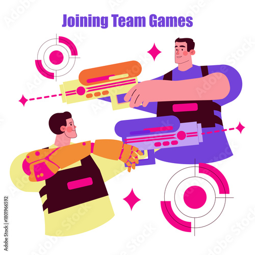 Collaborative Team Game in Vibrant Vector Illustration