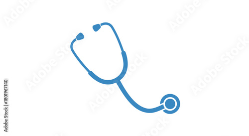 Simple blue stethoscope icon with a clean white background representing healthcare and medical examination