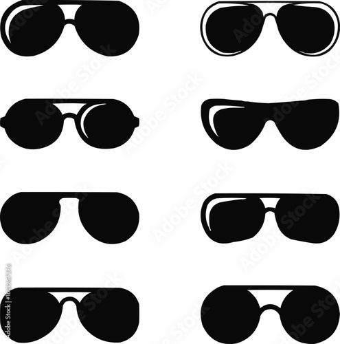 Minimal Sunglasses Icons Pack  Simple Solid Shapes for Accessories and Fashion Design