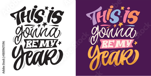 Hello 2026. Merry Christmas and Happy New 2026 Year - cute hand drawn doodle lettering postcard.  Holly Jolly, Tis the season.