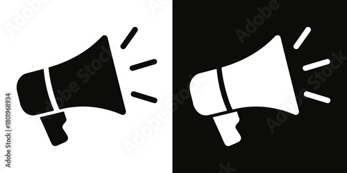 megaphone icon vector silhouette, Loudspeaker vector symbol. announcement, promotion