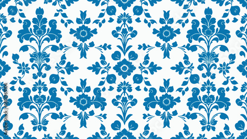 Seamless blue floral vintage pattern design