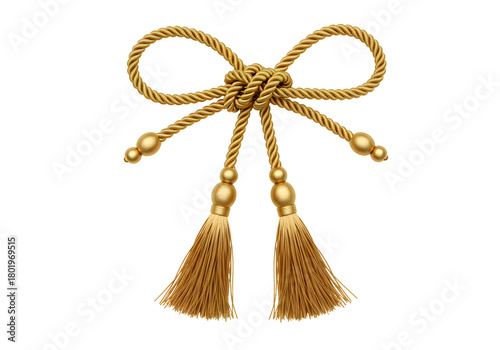 Elegant gold tassel tieback with ornate knot for curtains or decor adds a touch of luxury and sophistication to any interior space, perfect for upscale designs