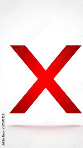 A vibrant red X mark dominates a white backdrop with a subtle green check behind it