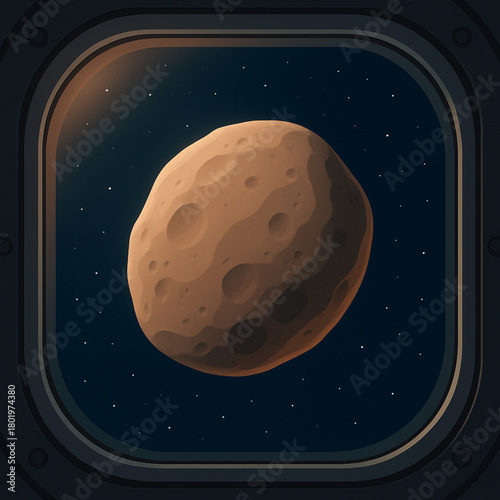 Vector Illustration of Mars's Deimos from Spacecraft