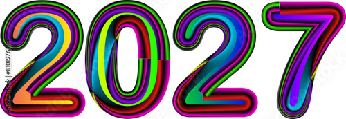 Vibrant and Modern 2027 New Year Illustration for Celebrations