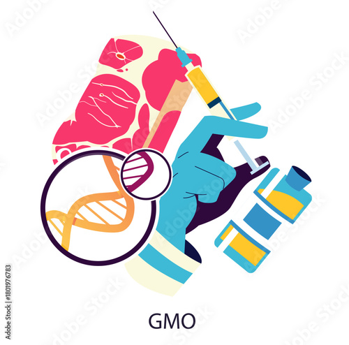 Genetic Modification of Meat Concept Vector Illustration