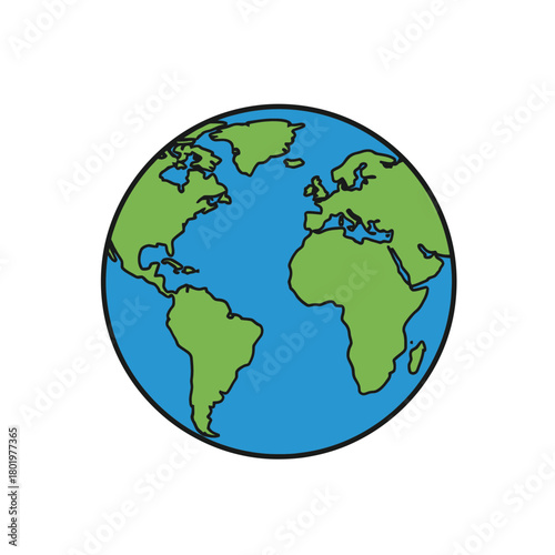 Globe Centered on the Atlantic Ocean View Representing Global Communication and Travel