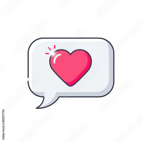 Vibrant Heart Icon in a Speech Bubble With Sparkle Effect Representing Love and Communication