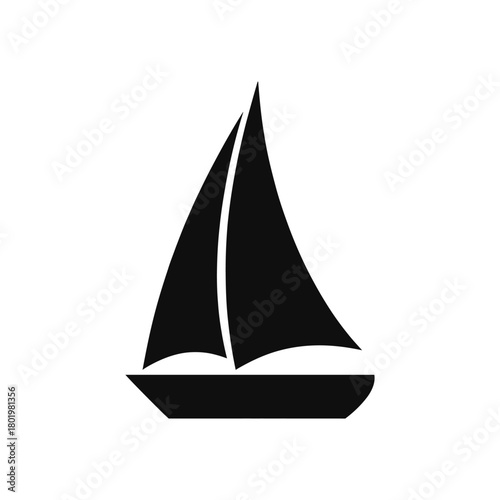 A black and white image of a sailboat
