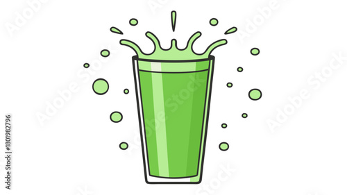 Green juice splash in a glass, health and fresh concept