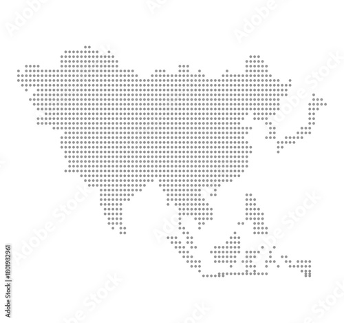 Dotted Asia Map. Asia Continent Map Vector Illustration.