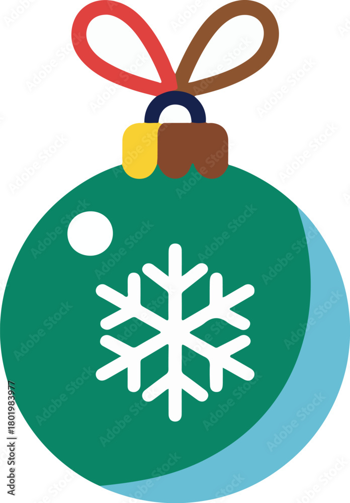 Fototapeta premium Green Snowflake Ornament Bauble Winter Icon