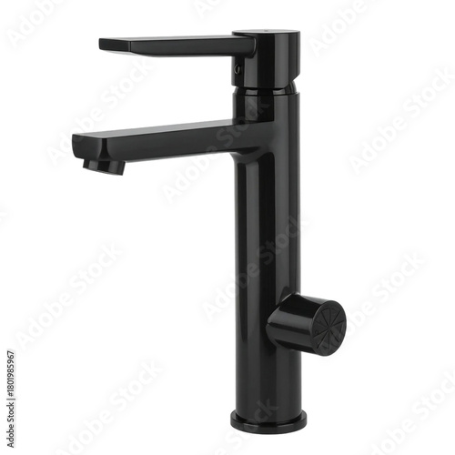 Sleek Black Modern Kitchen Faucet Design Image isolated on transparent background