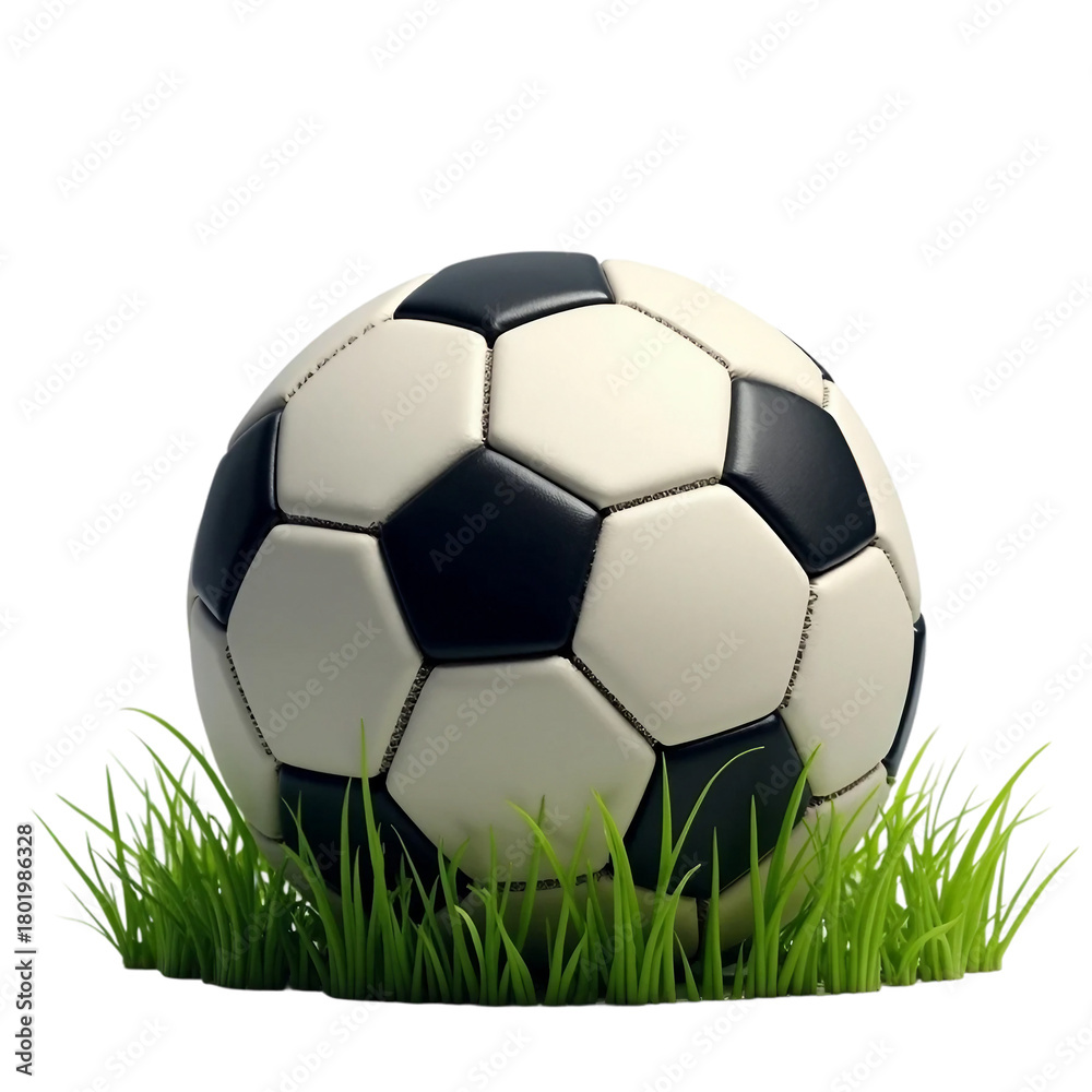 Obraz premium Soccer Ball on Grass isolated white and transparent background