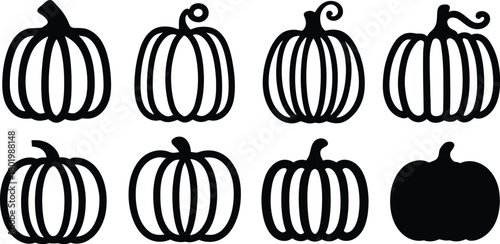 pumpkin silhouette style minimal vector art illustration on a white background.

