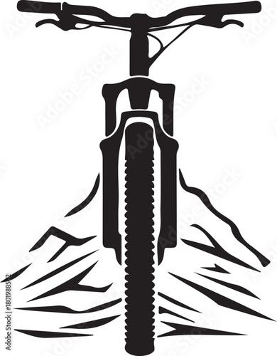 Mountain bike in front of mountains isolated on vector image