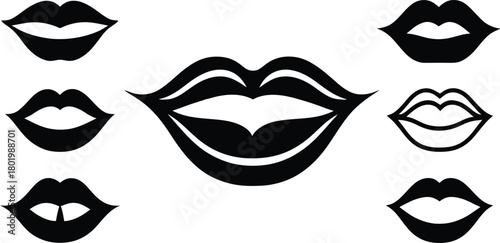 vampire lip silhouette style minimal vector art illustration on a white background.
