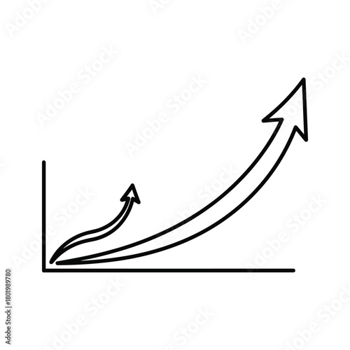 Upward trending graph with two arrows indicating growth and progress