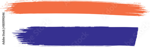 Abstract dutch flag colors represented by textured brush strokes on a white background