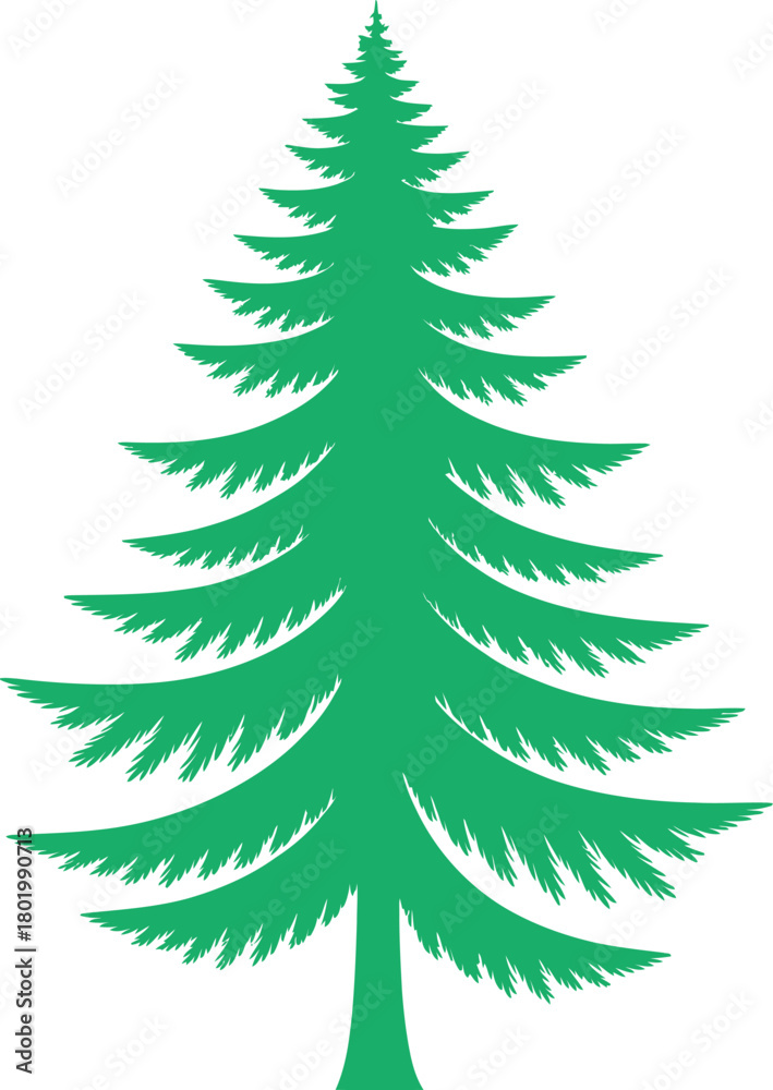 Obraz premium A simple stylized green pine tree illustration with a white background perfect for design