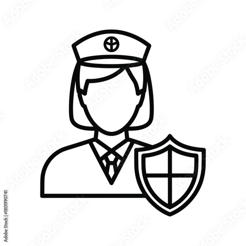 Security guard icon with shield