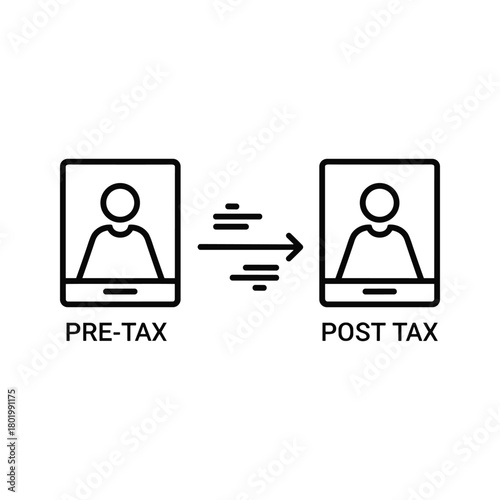 Pretax and posttax comparison with person icons and arrow