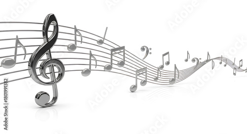 Waving sheet music symbolizing creativity, education, and entertainment