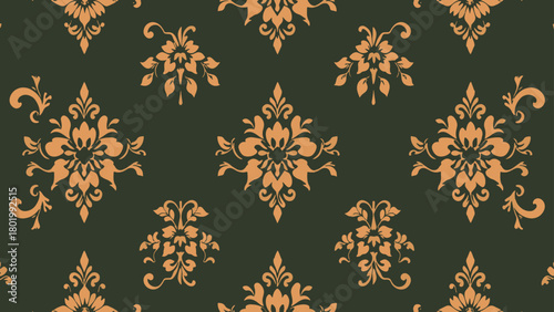 Seamless floral damask pattern vintage ornamental design
