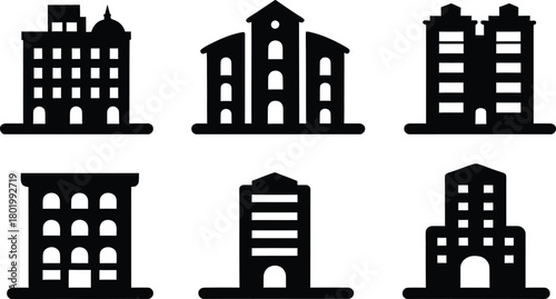 building silhouette style minimal vector art illustration on a white background.
