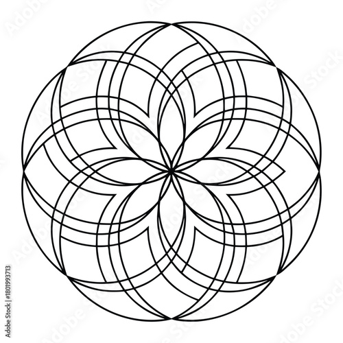 A figure reaching towards a radiant sunburst with swirling lines and shapes