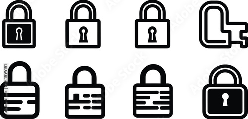 lock silhouette style minimal vector art illustration on a white background.
